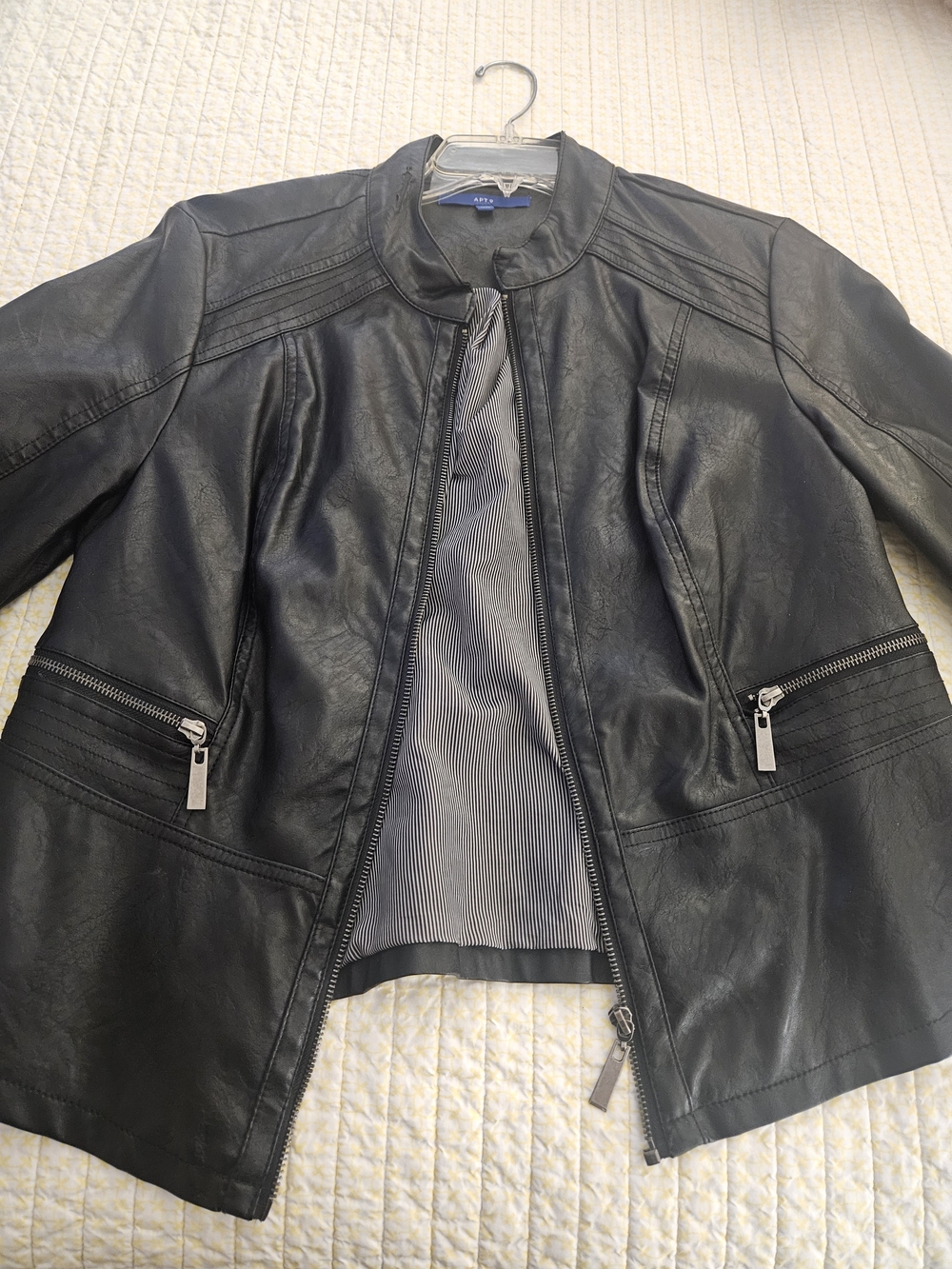 Apt. 9 Black Faux Leather Zip-Front Moto Jacket